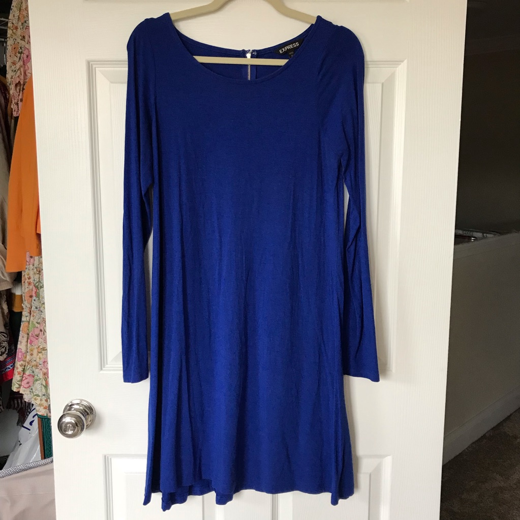 Express Solid Blue Dress
